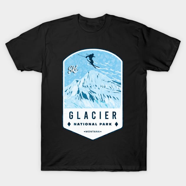Ski Glacier National Park Montana T-Shirt by JordanHolmes